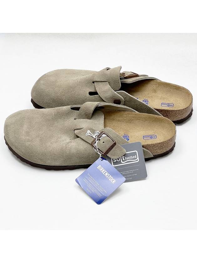 Boston Soft Footbed Suede Medium Narrow Slippers Taupe - BIRKENSTOCK - BALAAN 4