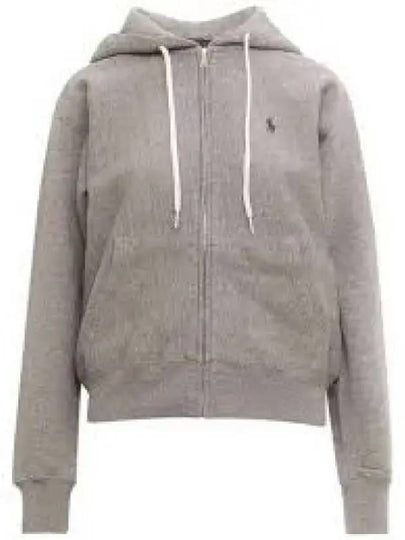 Embroidered Logo Zip Up Hoodie Grey - POLO RALPH LAUREN - BALAAN 2