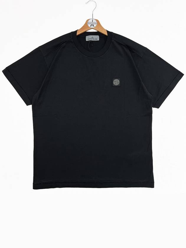 logo patch short sleeve tshirt black 801524113 - STONE ISLAND - BALAAN 4