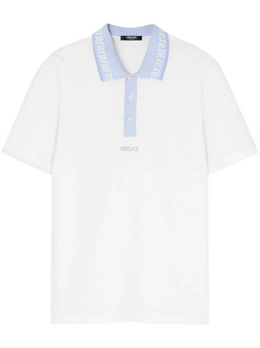 Logo embroidered polo shirt 10139061A11278 - VERSACE - BALAAN 1