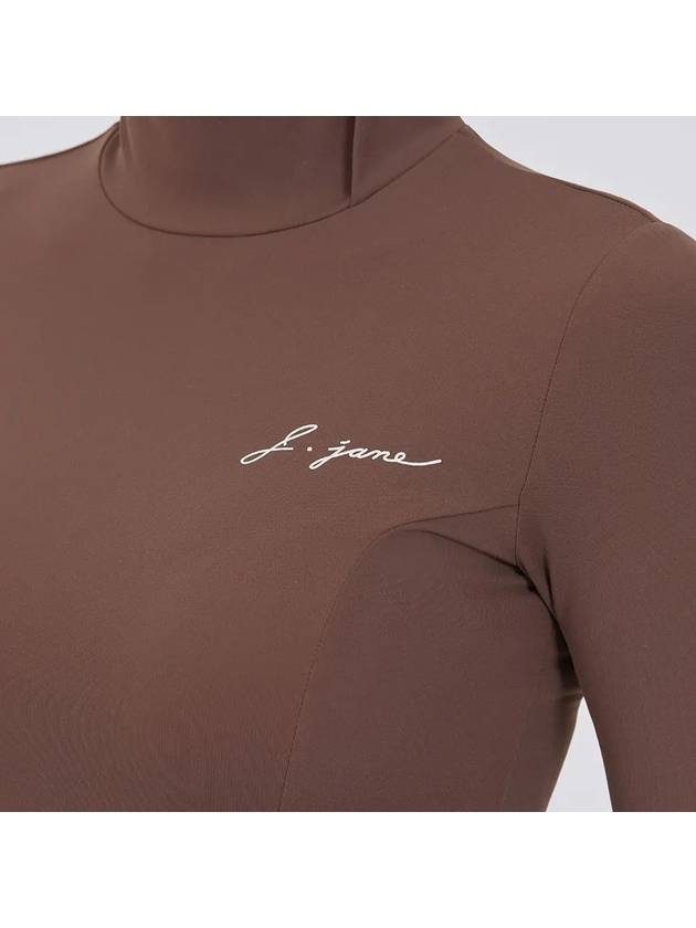 Women s Golf Wear Brushed Slim Polar T Shirt Brown - J JANE - BALAAN 4