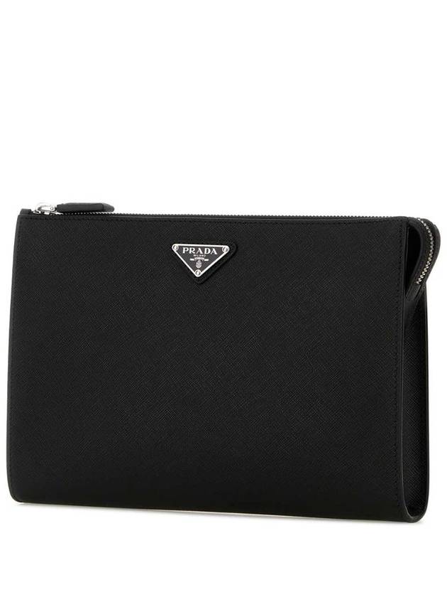 Men's Saffiano Leather Clutch Bag Black - PRADA - BALAAN 3