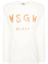 Brushed Logo Cotton Long Sleeve T-Shirt Ivory - MSGM - BALAAN 2