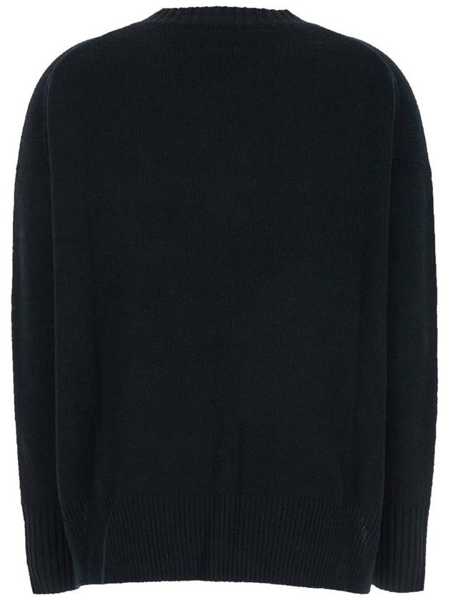 Black Crewneck Sweater With Dropped Shoulders In Cashmere Woman - ALLUDE - BALAAN 2