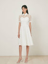 AGNES Half Sleeve Flare Long One Piece White - AME - BALAAN 4