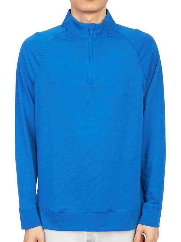 Men's Luxe Staple Mid Quarter Zipper Long Sleeve T-Shirt Blue - G/FORE - BALAAN 1