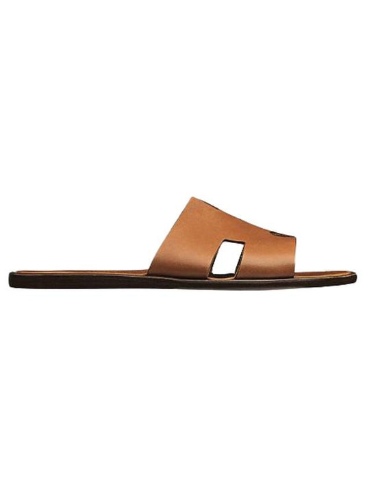 Izmir Leather Slippers Marron Glaze - HERMES - BALAAN.