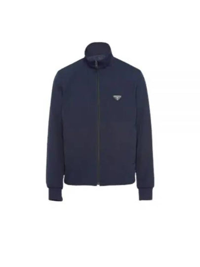 Triangle Logo Stretch Zip Up Jacket Navy - PRADA - BALAAN 2