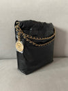 Mini Handbag Shiny Calfskin Gold Black - CHANEL - BALAAN 6