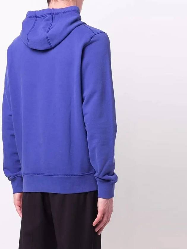 Wappen Patch Brushed Cotton Fleece Hoodie Blue - STONE ISLAND - BALAAN 4