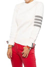 Milano Stitch Crewneck 4-Bar Cotton Crepe Knit Top White - THOM BROWNE - BALAAN 4