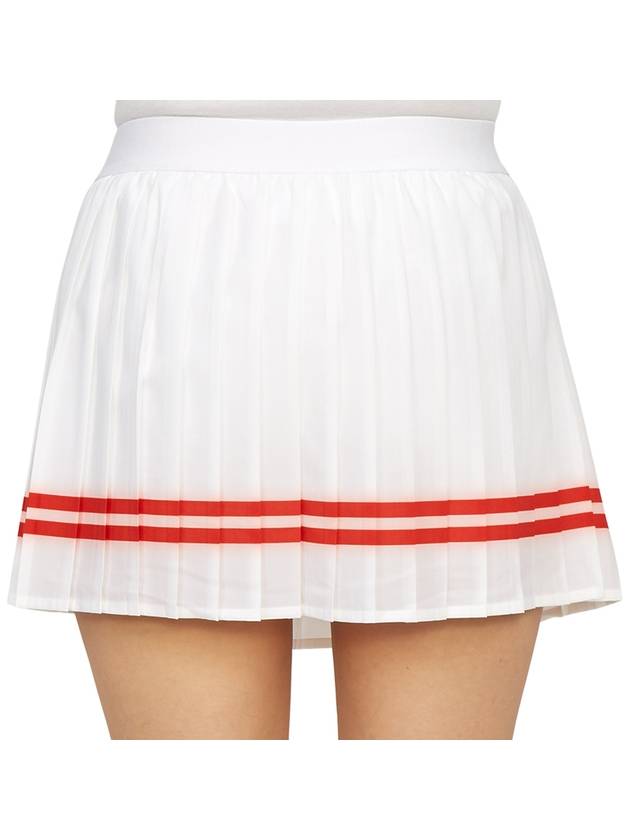 Women's Logo Print Striped Pleated Skirt White - SPORTY & RICH - BALAAN 8