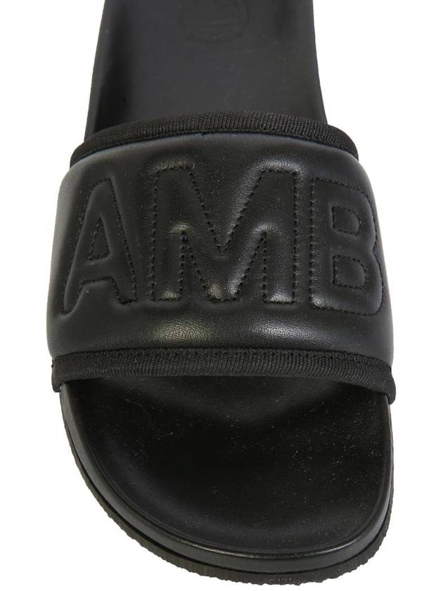 Logo Padded Leather Slippers Black - AMBUSH - BALAAN 5