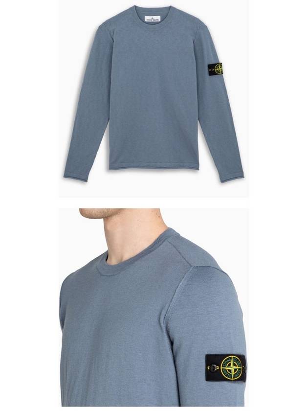 Wappen Patch Crew Neck Knit Top Sky Blue - STONE ISLAND - BALAAN 5