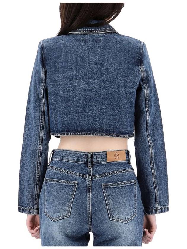 Cropped Denim Jacket PF23816JBL BLUE - SELF PORTRAIT - BALAAN 4