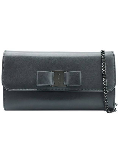 Ferragamo 22 D523 Black Calfskin Barazini Mini Chain Crossbody Bag - SALVATORE FERRAGAMO - BALAAN 1