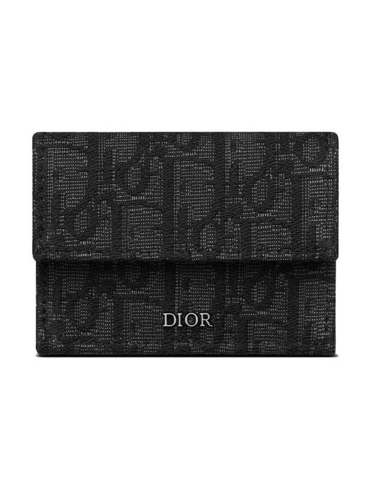 Oblique Jacquard Tri-Fold Half Wallet Black - DIOR - BALAAN 1