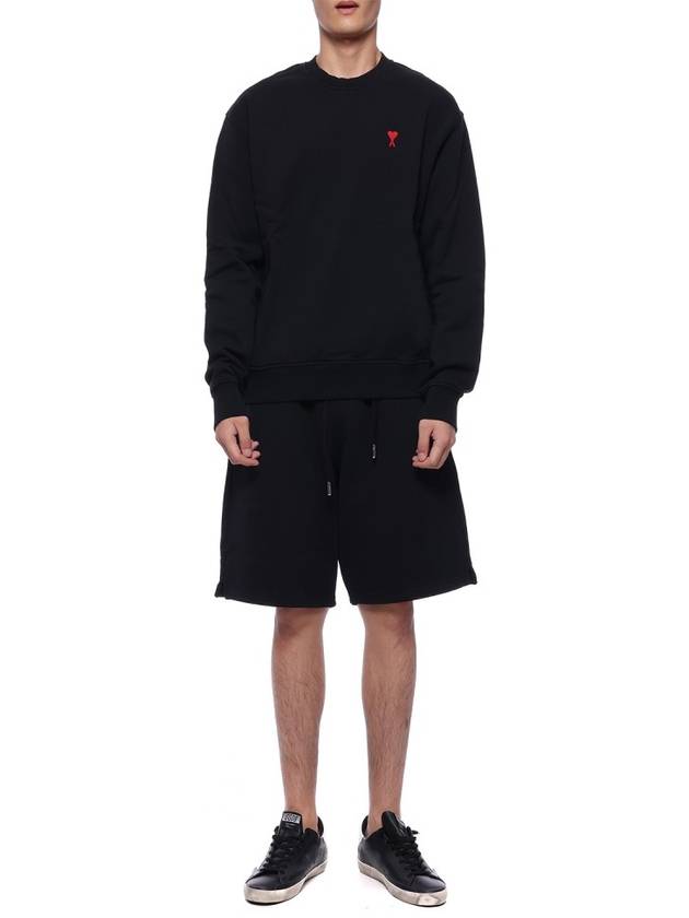 Heart Logo Tone On Tone Track Shorts Black - AMI - BALAAN 4