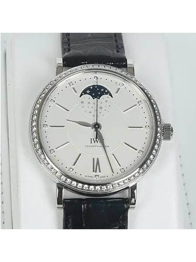 IW459008 Diamond Portofino Automatic Moon Phase 37MM Leather Watch - IWC - BALAAN 3