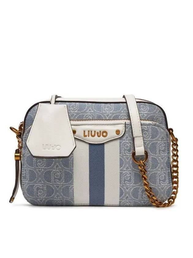 Logo Jacquard Shoulder Bag Blue - LIU JO - BALAAN 1