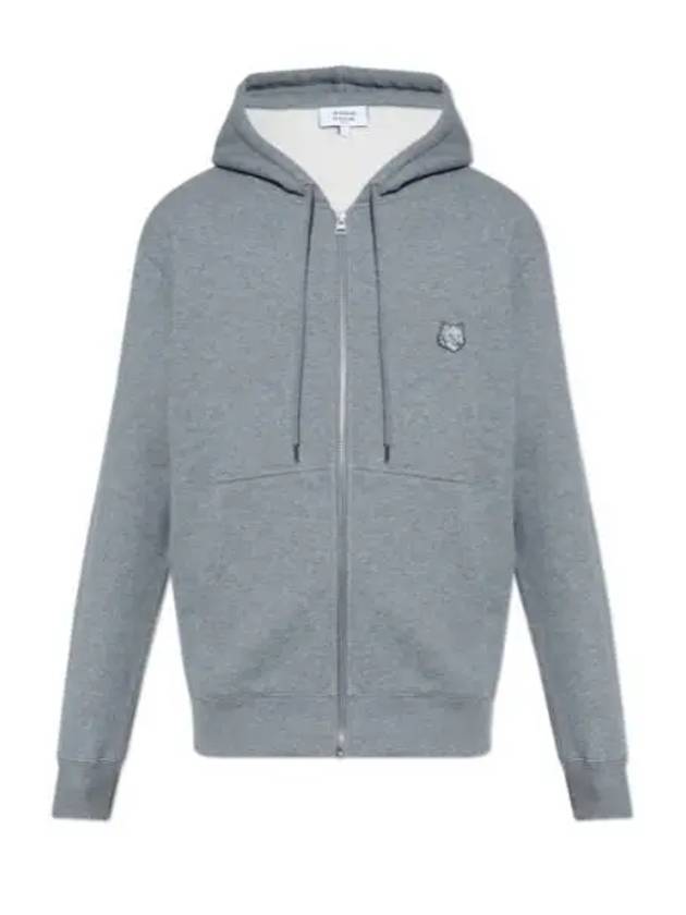 Bold Fox Head Patch Cotton Hooded Zip-Up Grey - MAISON KITSUNE - BALAAN 2