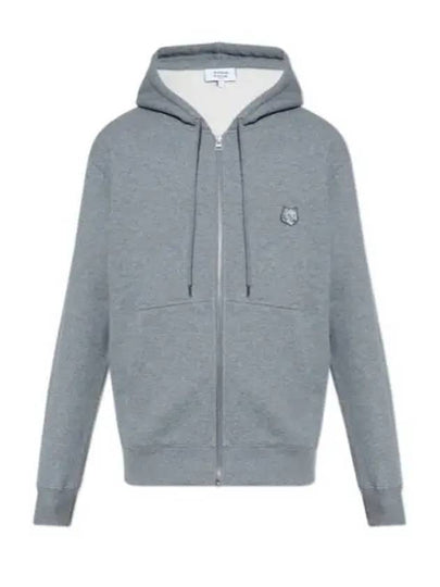 Bold Fox Head Patch Cotton Zip-Up Hoodie Grey - MAISON KITSUNE - BALAAN 2