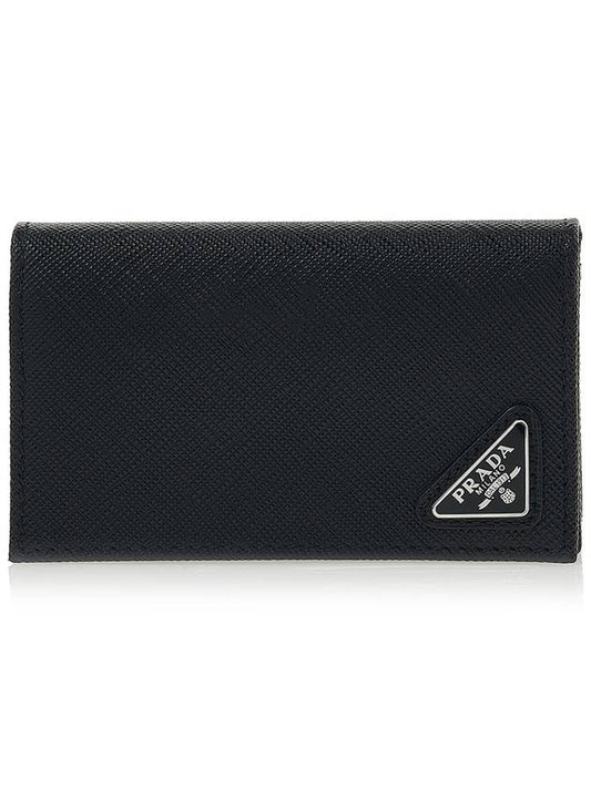 Saffiano Leather Card Holder Black - PRADA - BALAAN 2