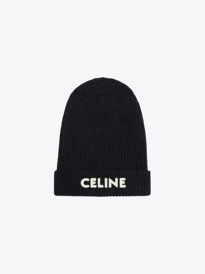 Embroider Logo Knit Beanie Black - CELINE - BALAAN 2