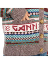 Logo Stripe Wool Blend Knit Cardigan - GANNI - BALAAN 9