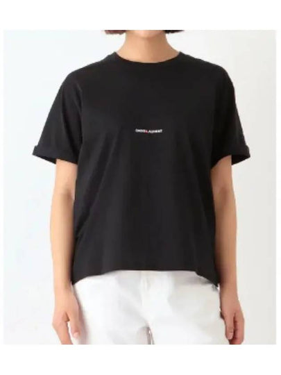 Rive Gauche Short Sleeve T-Shirt Black - SAINT LAURENT - BALAAN 2