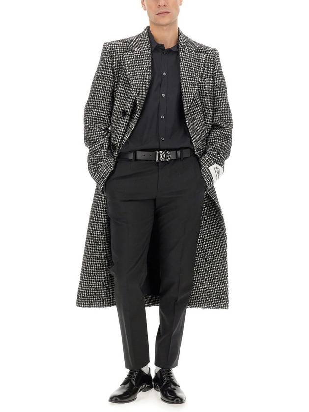 Embroidered Acrylic Blend Double Coat Grey - DOLCE&GABBANA - BALAAN 3