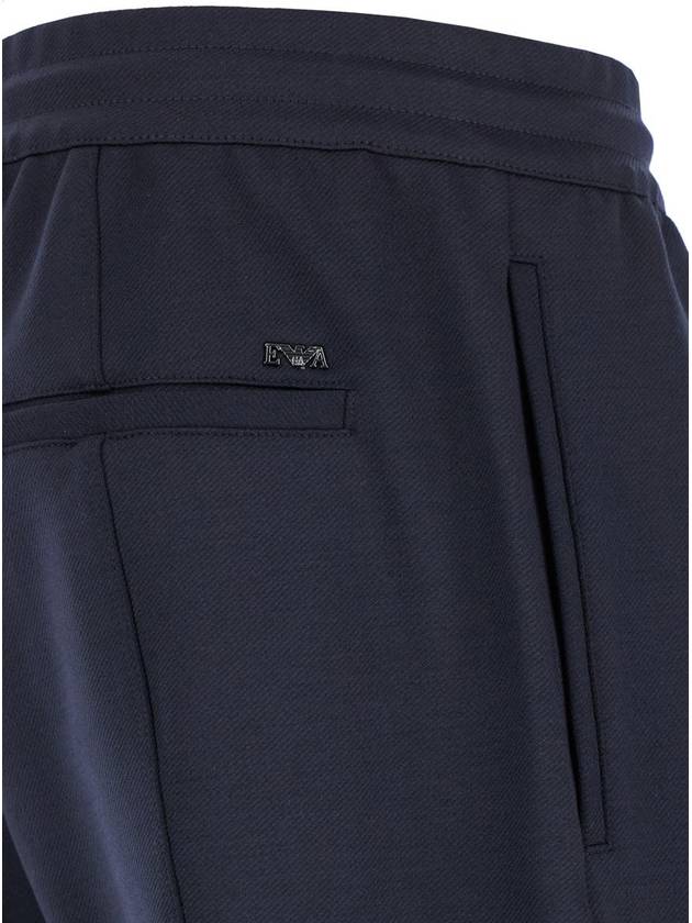 Blue Pants With Logo Detail In Wool Blend Man - EMPORIO ARMANI - BALAAN 3