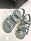 CC logo tweed strap velcro sandals light gray 36 G39986 - CHANEL - BALAAN 3