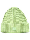 Mini fancy PANSY face beanie pale green melange - ACNE STUDIOS - BALAAN 1