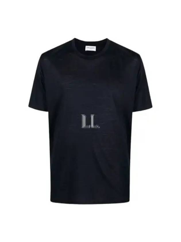 Logo Short Sleeve T-shirt Navy - SAINT LAURENT - BALAAN 2