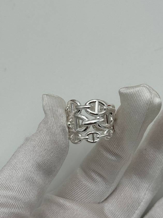 Large Chaine D'Ancre Enchainee Ring Silver - HERMES - BALAAN 7