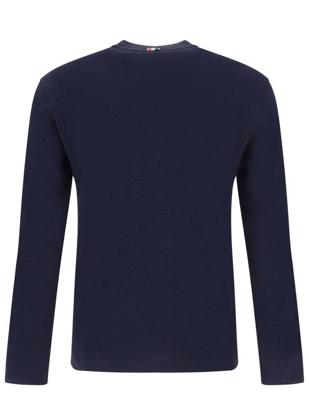 4 Bar Jersey Stretch Wool Knit Top Navy - THOM BROWNE - BALAAN 3