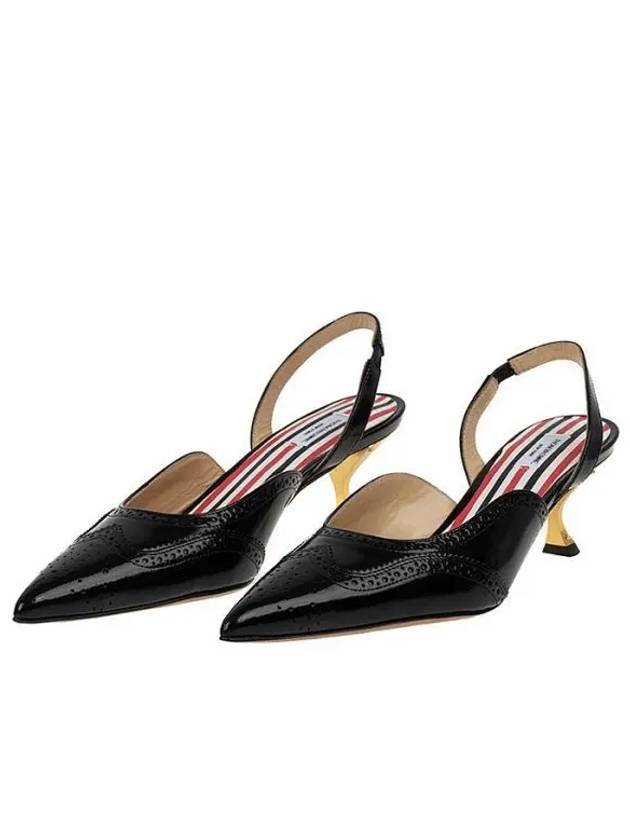 Pointed Toe Slingback Heels Black - THOM BROWNE - BALAAN 2