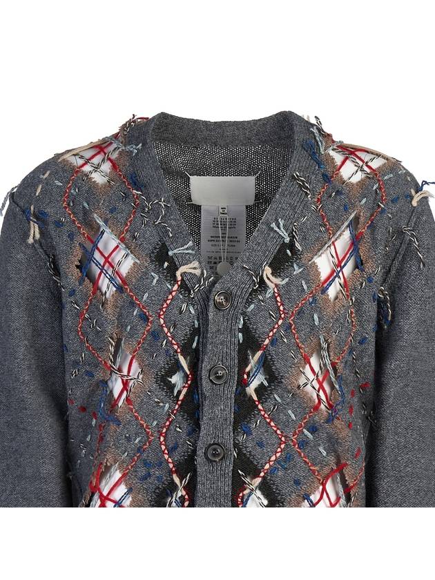 Distressed Argyle Cardigan Grey - MAISON MARGIELA - BALAAN 7