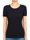 Crew Neck Plain Slim Polyamide Short Sleeve T-shirt Black - JIL SANDER - BALAAN 2