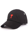 Embroidery Heart Logo Ball Cap Black - AMI - BALAAN 2