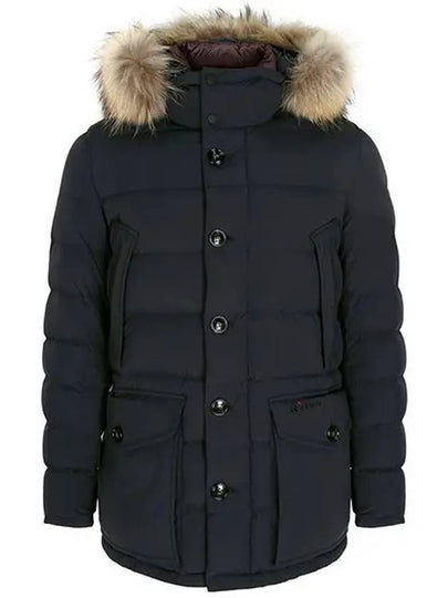 Men's Quilted Fur Hooded Nylon Padding Navy - KITON - BALAAN 2