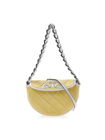 Flaming Pattern Border Crescent Shoulder Bag Lemon - TORY BURCH - BALAAN 1