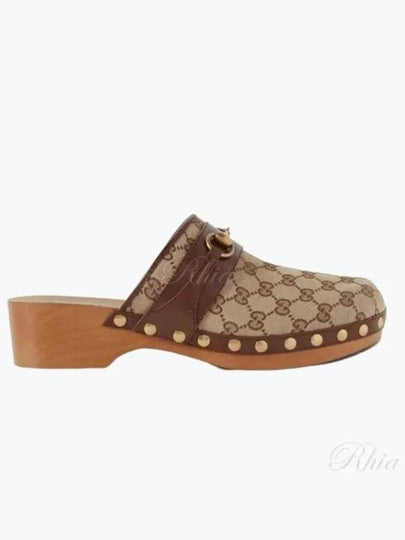 Horsebit GG Canvas Slippers Beige - GUCCI - BALAAN 2