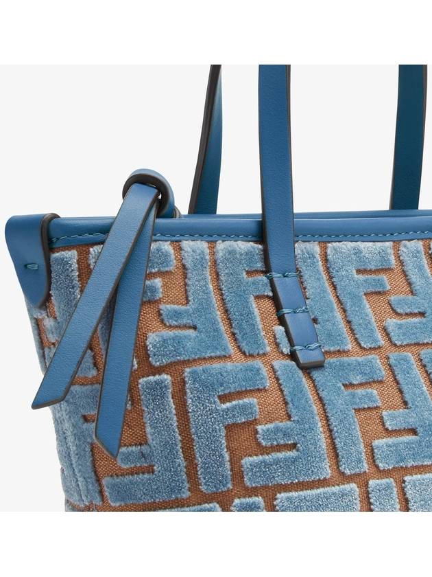 Roll FF Jacquard Velvet Tote Bag Light Blue - FENDI - BALAAN 7