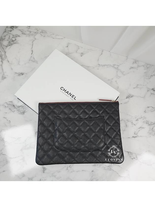 Medium Classic Clutch Bag Caviar Leather & Gold Black - CHANEL - BALAAN 9