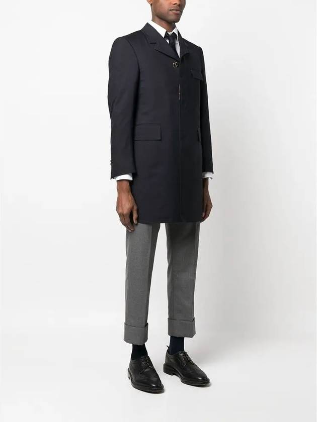 Men's Plain Weave 4 Bar Chesterfield Over Single Coat Dark Blue - THOM BROWNE - BALAAN 5