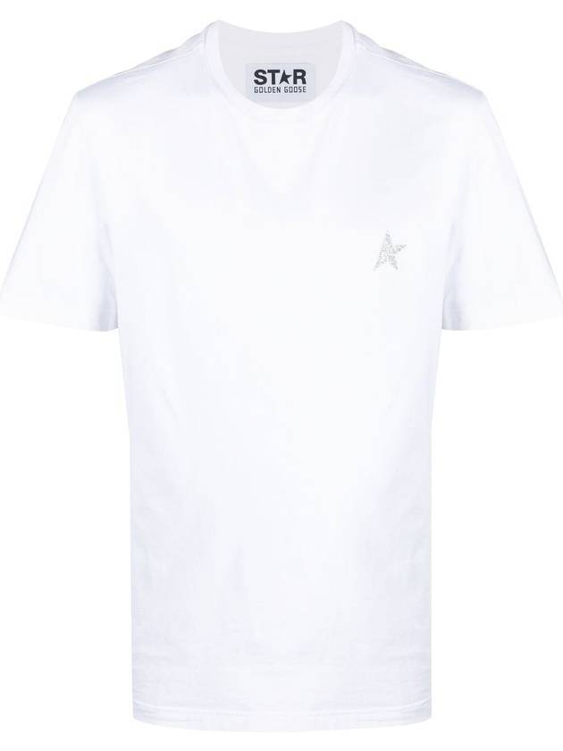 Star Collection Silver Glitter Short Sleeve T-Shirt White - GOLDEN GOOSE - BALAAN 1