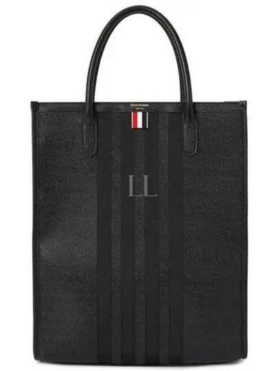 Pebble Grain 4 Bar Tote Bag Black - THOM BROWNE - BALAAN 2