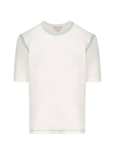 Overlock Parakeet Stitch Cotton Short Sleeve T-Shirt White - BOTTEGA VENETA - BALAAN 1